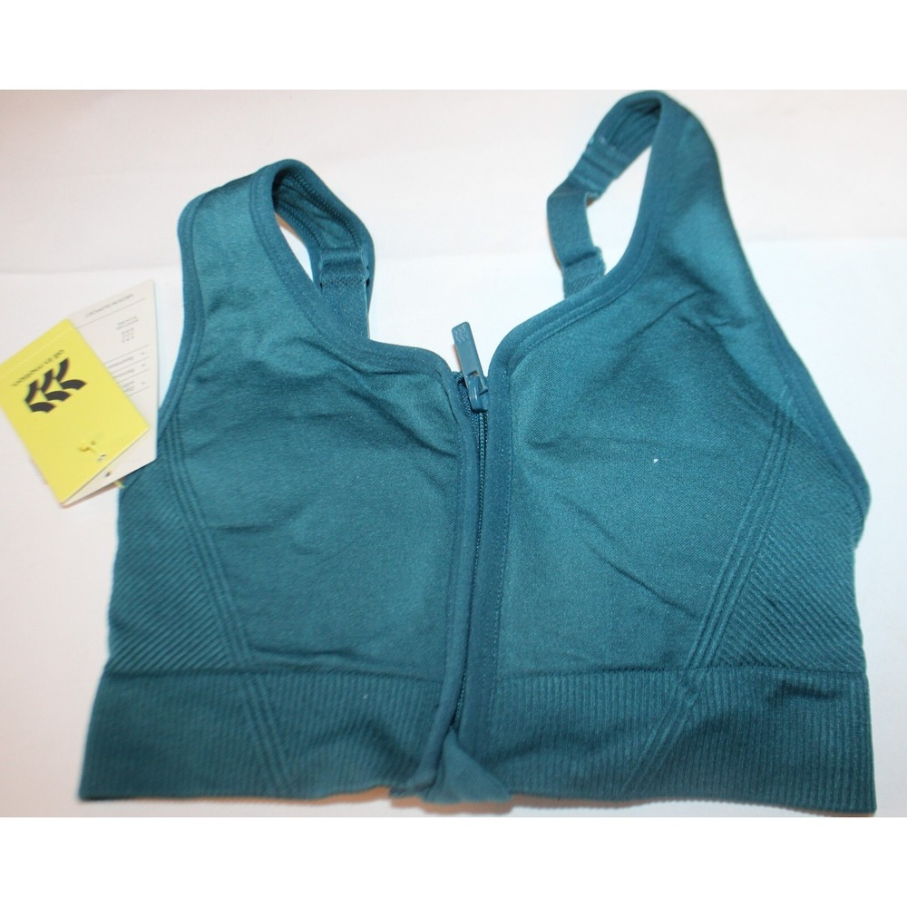 All in Motion Women's Medium Support Zip-Front Seamless Bra - (X-Small, Teal)
